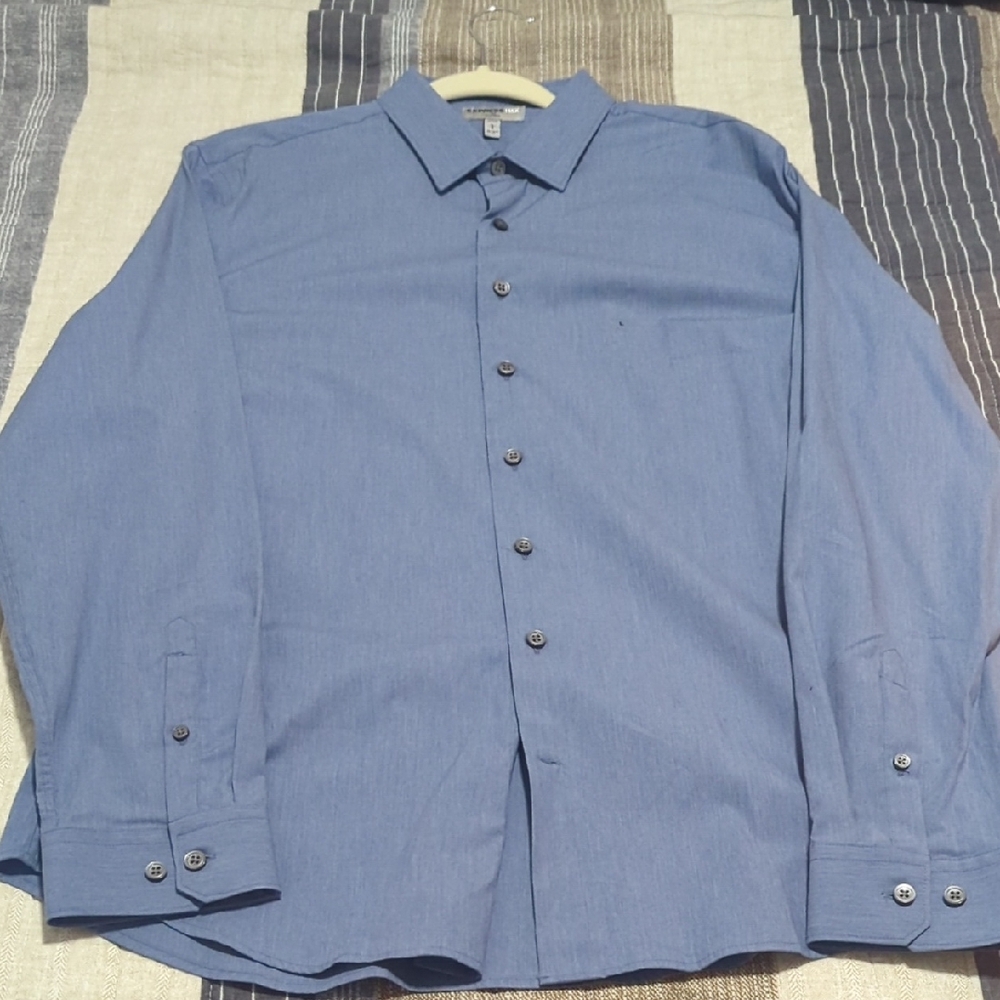 Brand New Express 1MX Fitted Blue Button Down Dress Shirt 16-16 1/2